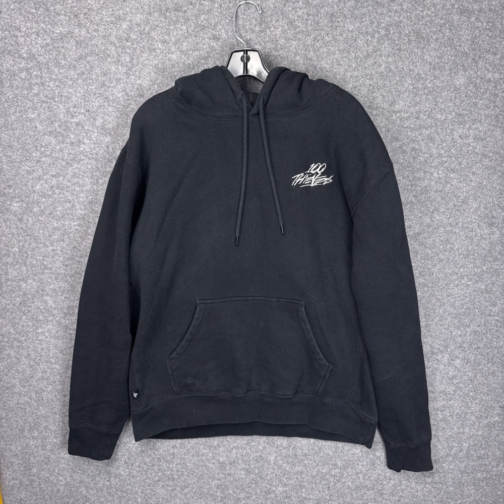 100 Thieves Mens XL Black Logo Hoodie Streetwear Gaming Pullover Sweatshirt